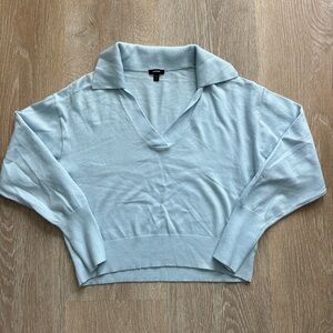 NWOT Express Light Blue Cropped V-Neck Sweater